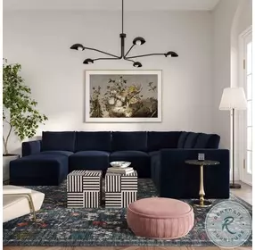 Willow Navy Velvet Modular Large Chaise Sectional
