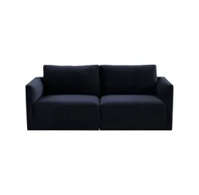 Willow Navy Velvet Modular 74" Loveseat