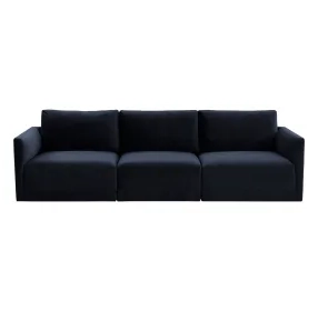 Willow Navy Velvet Modular 105" Sofa