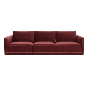 Willow Berry Red Velvet Modular 104" Sofa