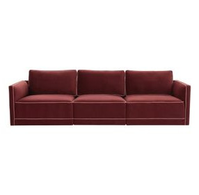 Willow Berry Red Velvet Modular 105" Sofa