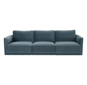 Willow Misty Blue Velvet Modular 104" Sofa
