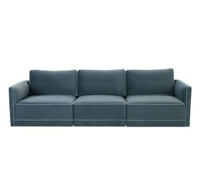 Willow Misty Blue Velvet Modular 105" Sofa