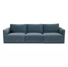 Willow Misty Blue Velvet Modular 105" Sofa