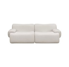 Zenith Cream Upcycled Fabric Modular 80" Loveseat