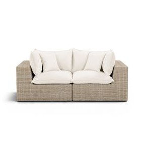 Cali Natural Performance Fabric & Natural Wicker 80" Modular Outdoor Loveseat