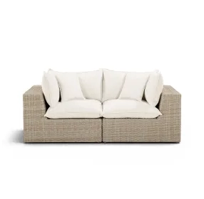 Cali Natural Performance Fabric & Natural Wicker 80" Modular Outdoor Loveseat
