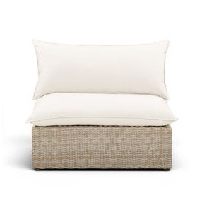 Cali Natural Performance Fabric & Natural Wicker Outdoor Armless Chair