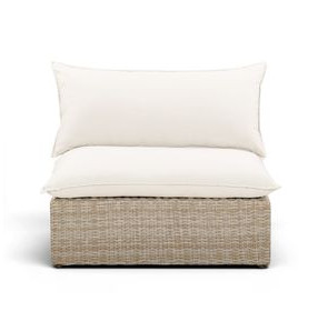 Cali Natural Performance Fabric & Natural Wicker Outdoor Armless Chair