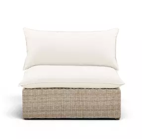 Cali Natural Performance Fabric & Natural Wicker Outdoor Armless Chair
