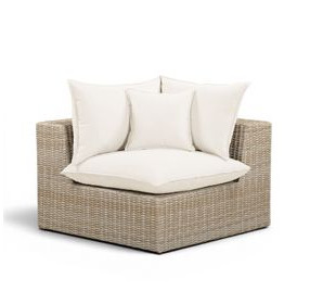 Cali Natural Performance Fabric & Natural Wicker Outdoor Corner Chair