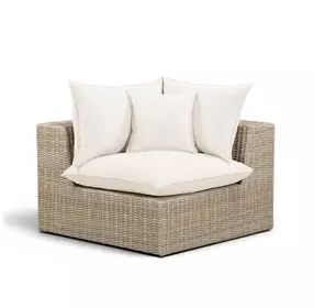 Cali Natural Performance Fabric & Natural Wicker Outdoor Corner Chair