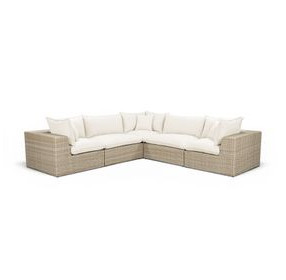 Cali Natural Performance Fabric & Natural Wicker Modular Outdoor L-Sectional