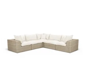 Cali Natural Performance Fabric & Natural Wicker Modular Outdoor L-Sectional