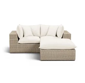 Cali Natural Performance Fabric & Natural Wicker Modular Outdoor Small Sectional