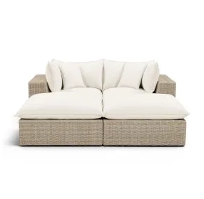 Cali Natural Performance Fabric & Natural Wicker Modular Outdoor Double Chaise