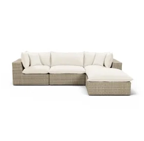 Cali Natural Performance Fabric & Natural Wicker Modular Outdoor Sectional