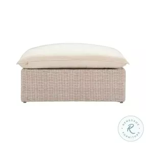 Cali Natural Performance Fabric & Natural Wicker Outdoor Ottoman