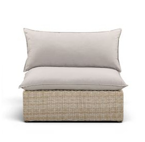 Cali Light Gray Performance Fabric & Natural Wicker Outdoor Armless Chair