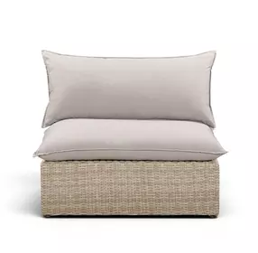Cali Light Gray Performance Fabric & Natural Wicker Outdoor Armless Chair
