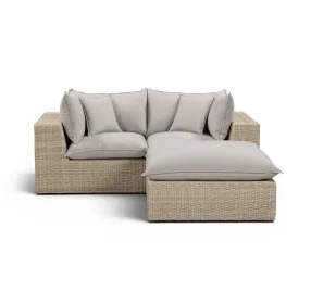 Cali Light Gray Fabric & Natural Wicker Modular Outdoor Small Sectional