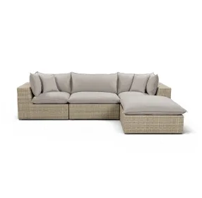 Cali Light Gray Fabric & Natural Wicker Modular Outdoor Sectional
