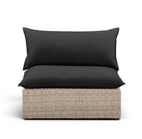 Cali Black Performance Fabric & Natural Wicker Outdoor Armless Chair