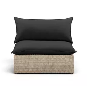 Cali Black Performance Fabric & Natural Wicker Outdoor Armless Chair