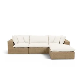 Cali Natural Performance Fabric & Brown Wicker Modular Outdoor Sectional