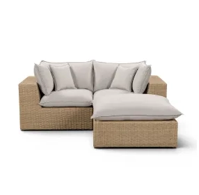 Cali Light Gray Fabric & Brown Wicker Modular Outdoor Small Sectional