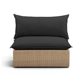 Cali Black Performance Fabric & Brown Wicker Outdoor Armless Chair