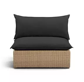 Cali Black Performance Fabric & Brown Wicker Outdoor Armless Chair