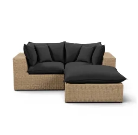 Cali Black Fabric & Brown Wicker Modular Outdoor Small Sectional