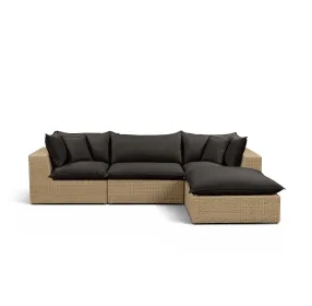 Cali Black Fabric & Brown Wicker Modular Outdoor Sectional