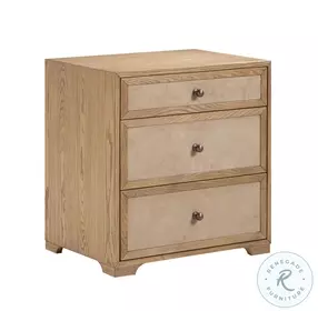 Laurentis Light Taupe Suede 3 Drawer Nightstand