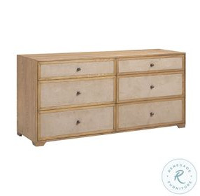 Laurentis Light Taupe Suede 6 Drawer Dresser