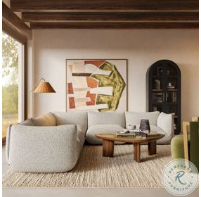 Arezza Stone White Basketweave Modular L Sectional