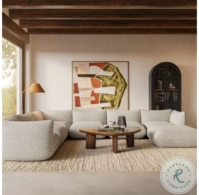 Arezza Stone White Basketweave Modular Large Chaise Sectional