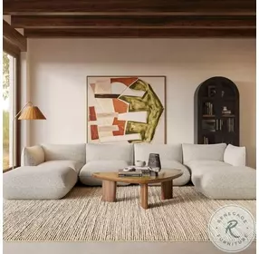 Arezza Stone White Basketweave Modular U Chaise Sectional