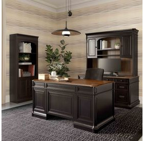Roanoke Distressed Black 66" Executive Home Office Set