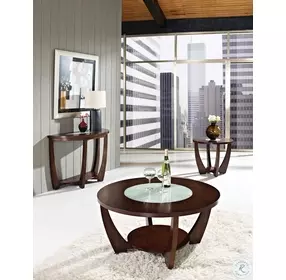 Rafael Merlot Cherry Cracked Glass Occasional Table Set