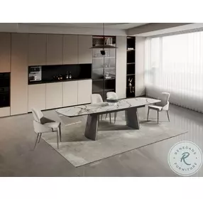 RH 888 Matte Ceramic And Bronze Extendable Dining Room Set