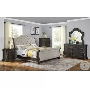 Rhapsody Molasses Upholstered Sleigh Bedroom set