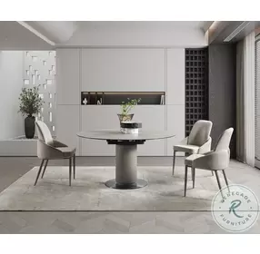 RH 130 Taupe Slate Matte Ceramic Extendable Dining Room Set