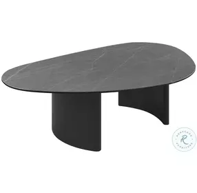 RH 9698 Matte Gray Ceramic Top And Black Coffee Table