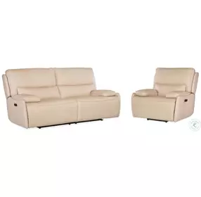 Kramer Beige Leather Zero Gravity Power Reclining Living Room Set With Power Headrest
