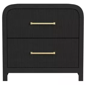 Woodridge Black 2 Drawer Nightstand with USB Charging