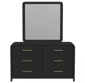 Woodridge Black 6 Drawer Dresser and Square Mirror