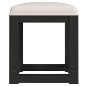 Woodridge White and Black Upholstered Dressing Stool