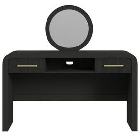 Woodridge Black Dressing Table and Round Mirror
